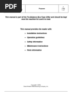 This Manual Is Part of The Tru-Balance Box-Type Sifter and Should Be Kept Near The Machine For Users To Read