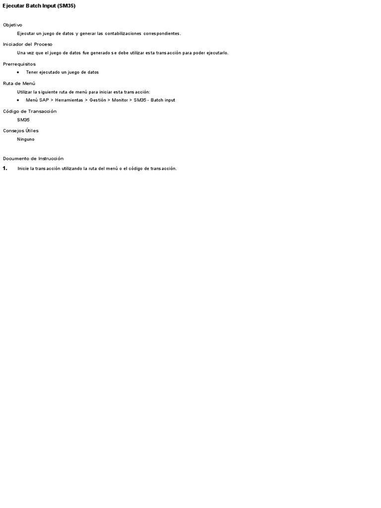 Ejecución de Batch Input en SM35 | PDF