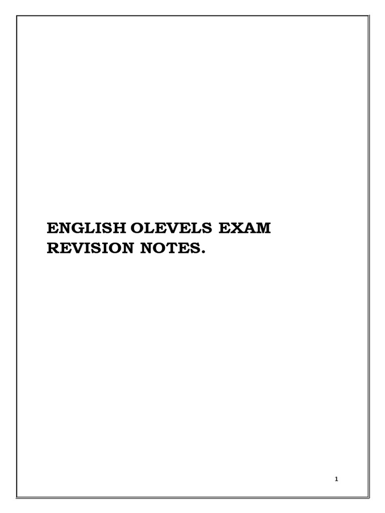 English O-Level Exam Revision Notes | PDF | Metaphor | Noun