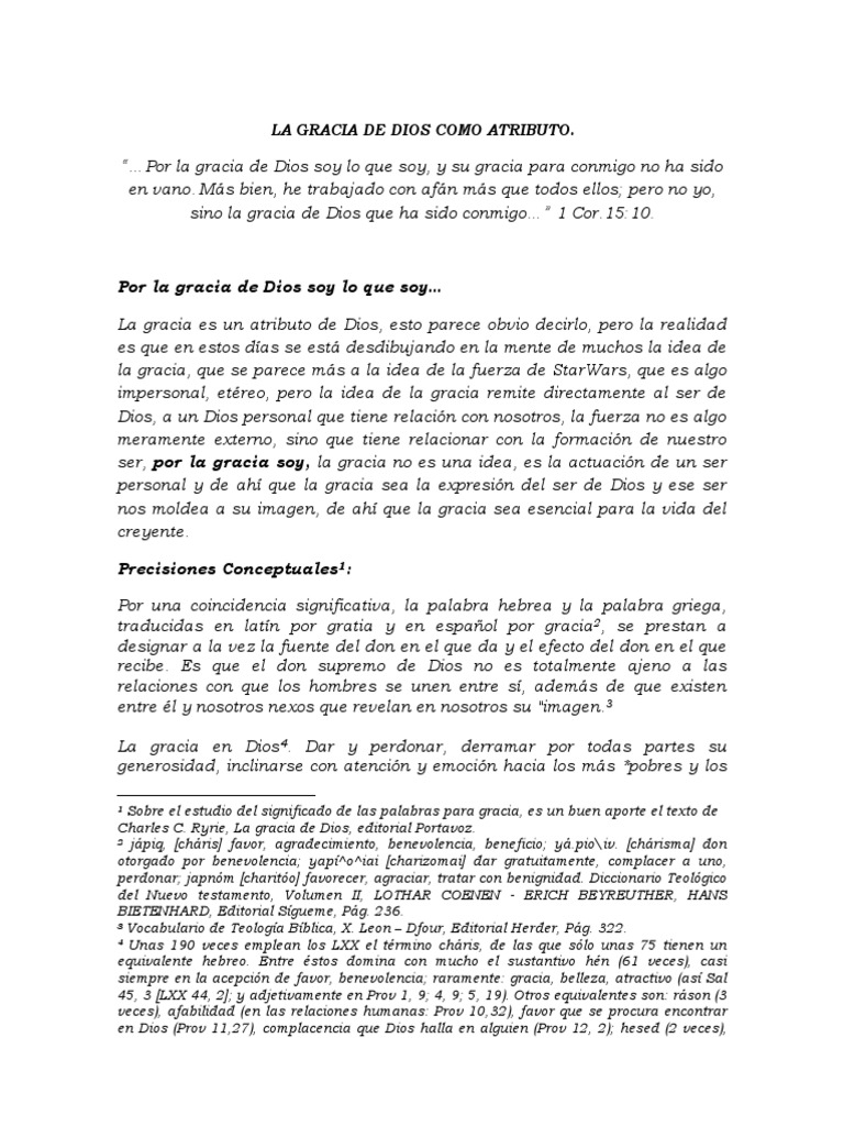 La Gracia de Dios como Atributo Esencial | PDF | Gracia en el ...