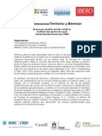 Seminario Internacional Territorios y Bienestar - 29-03-2019 - Programa - Difusion