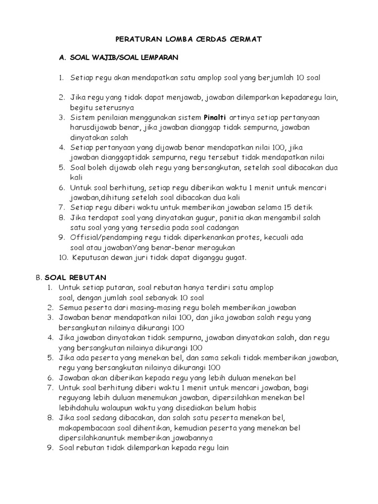 Kumpulan Soal Cerdas Cermat Docx