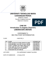 Universiti Teknologi Mara Cawangan Perak: CHM 258 Introduction To Organic Chemistry Laboratory Report