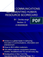 Verizon Communications Implementing Human Resource Scorecard