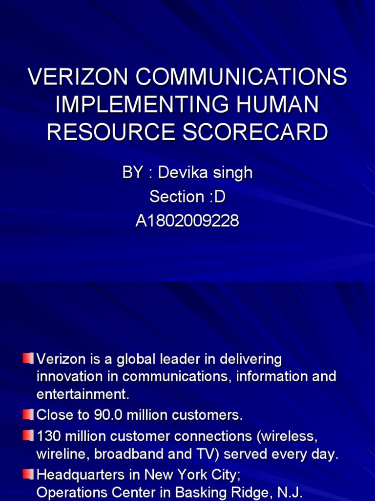 Verizon Communications Implementing Human Resource Scorecard PDF Verizon Communications