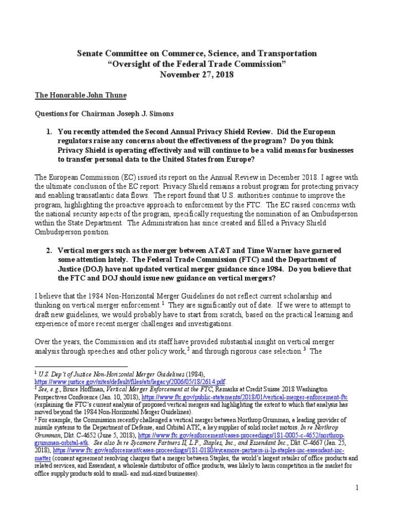 Chairman Simons Final QFRs 03.01.19 | PDF | Federal Trade Commission ...