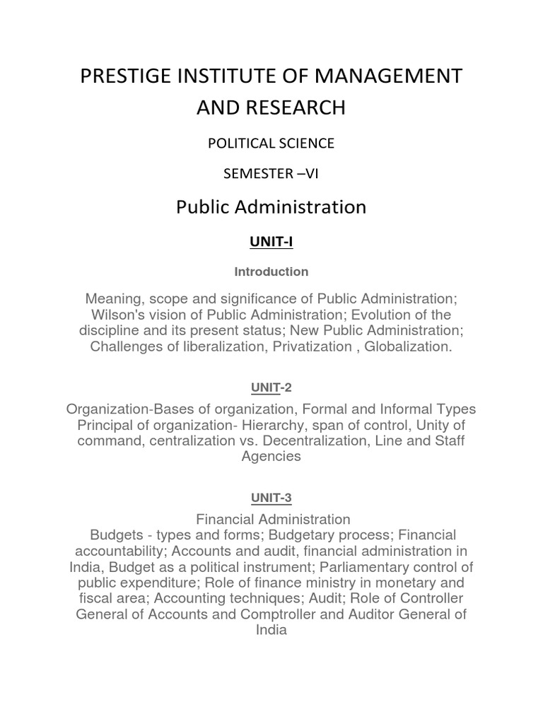 Public Administration (Vi Sem) | PDF | Public Administration | Government
