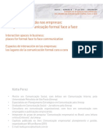 Espaços de Interação Nas Empresas: Os Lugares Da Comunicação Formal Face A Face