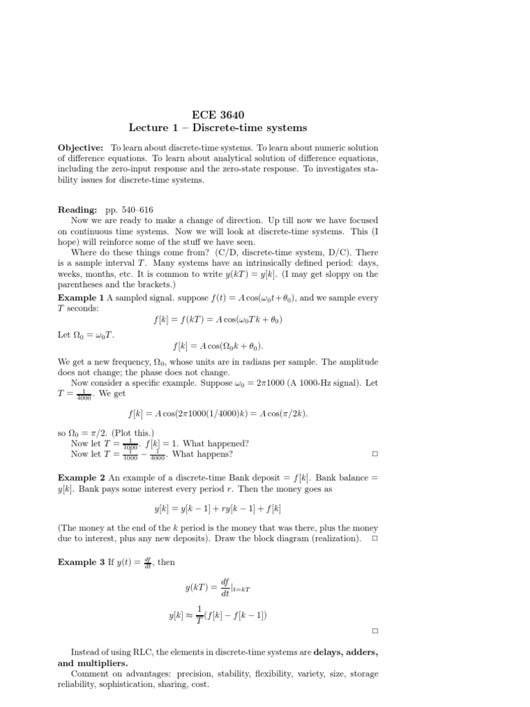 Lecture 1 | PDF | Discrete Time And Continuous Time | Analysis