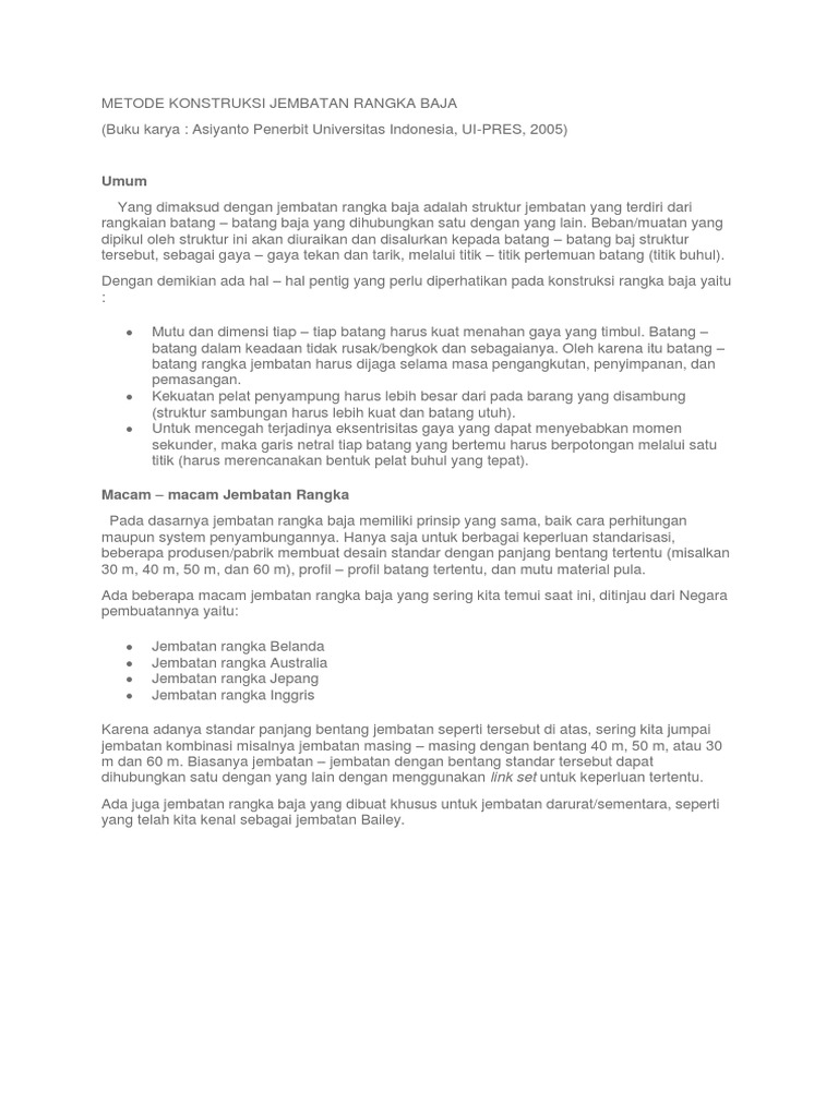 Metode Konstruksi Jembatan Rangka Baja Pdf