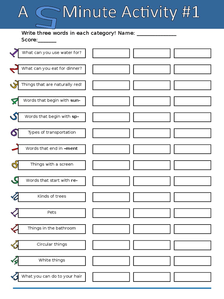 A 5 Minute Activity 1 Activities Promoting Classroom Dynamics Group ...
