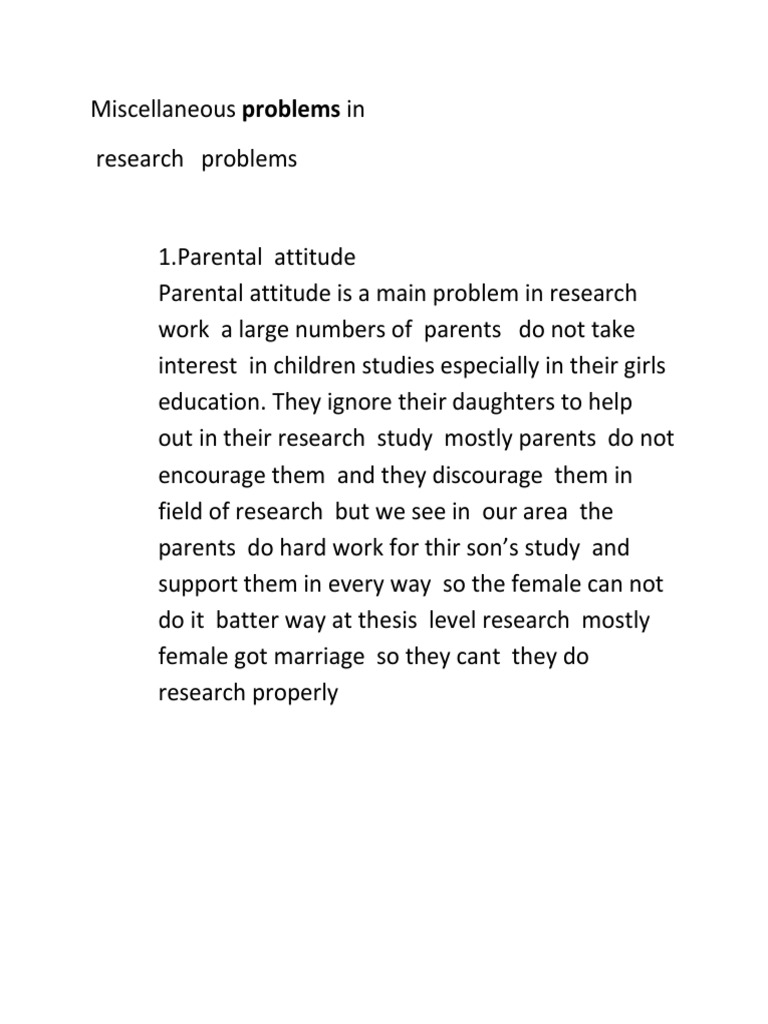 Miscellaneous Problems in Research Problems | PDF | Gender | Gender Studies