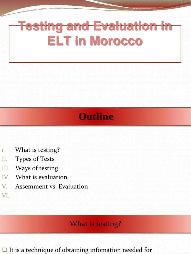 Testing and Evaluation in ELT in Morocco | PDF | Career & Growth