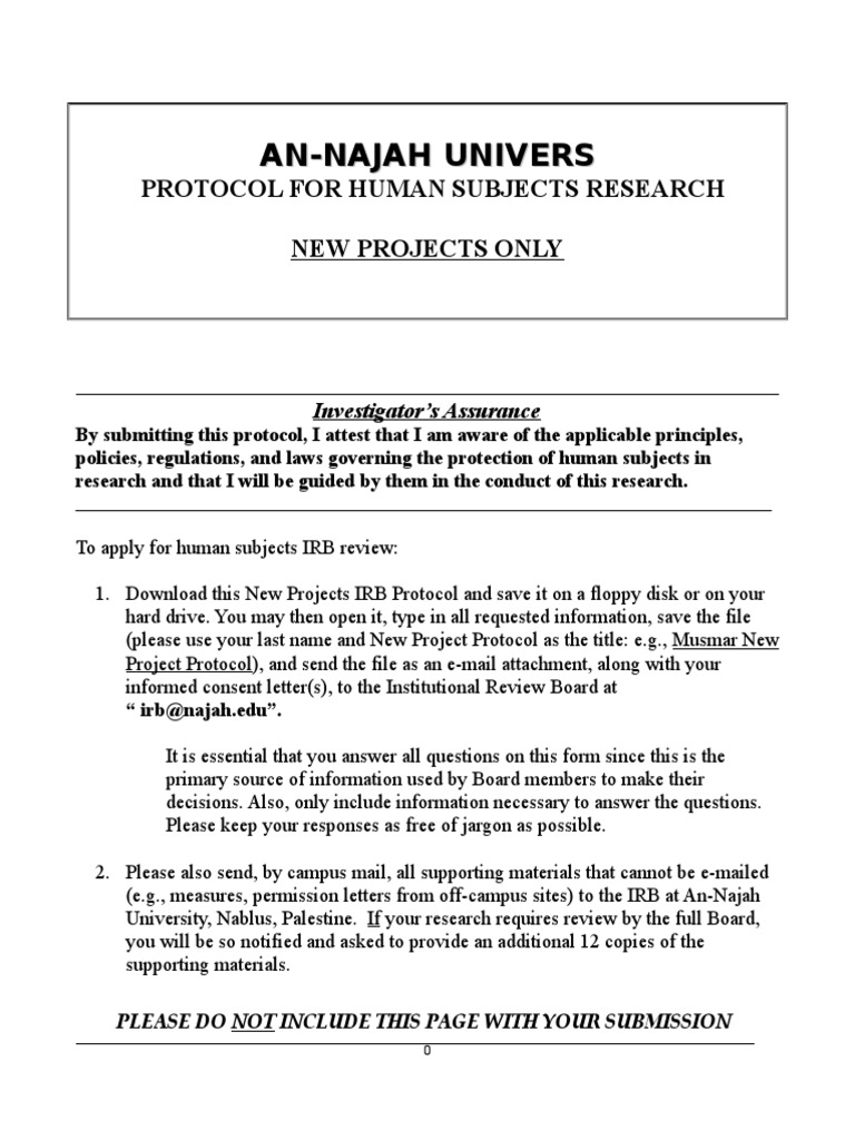Irb Protocol Sep081-1 | Download Free PDF | Institutional Review Board ...