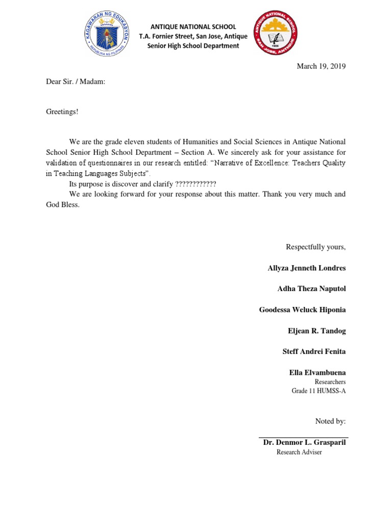 Request for Questionnaire Validation | PDF