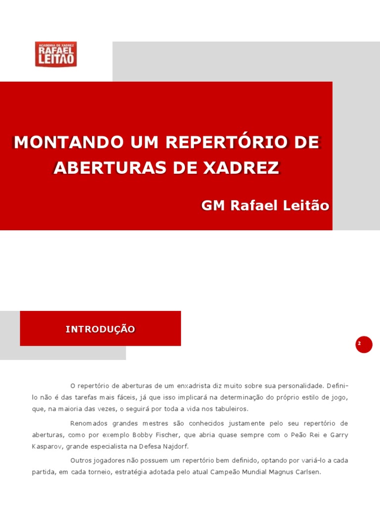 Curso de Xadrez - Aula 09 - Repertório de Aberturas 1.e4 e5