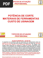 Apresentação - Potencia de Corte e Vida de Ferramenta