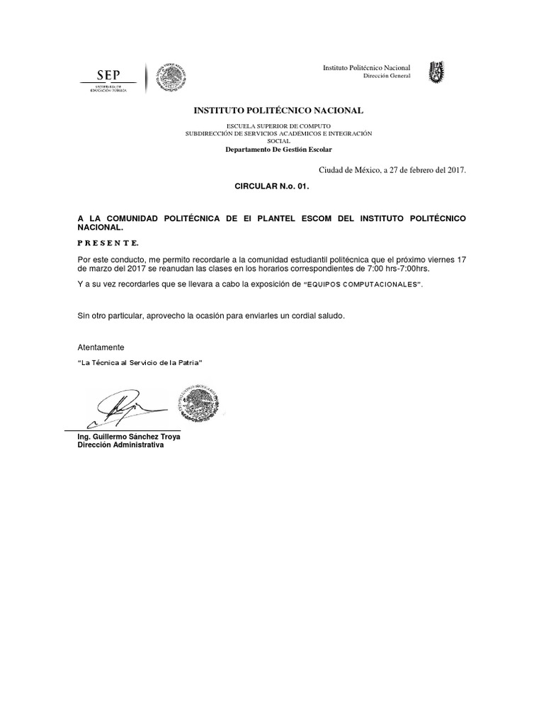 Ejemplo de Circular | PDF