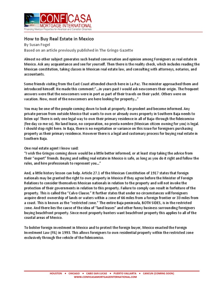 How To Buy Real Estate in Mexico As An American or Canadian PDF PDF