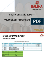 STOCK OPNAME REPORT FOR ENGINEERING, DRAUGHT BEER AND AM & RM ITEMS