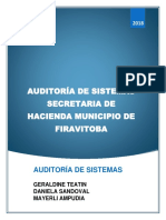 Auditoria de Sistemas Secretaria de Hacienda Firavitoba