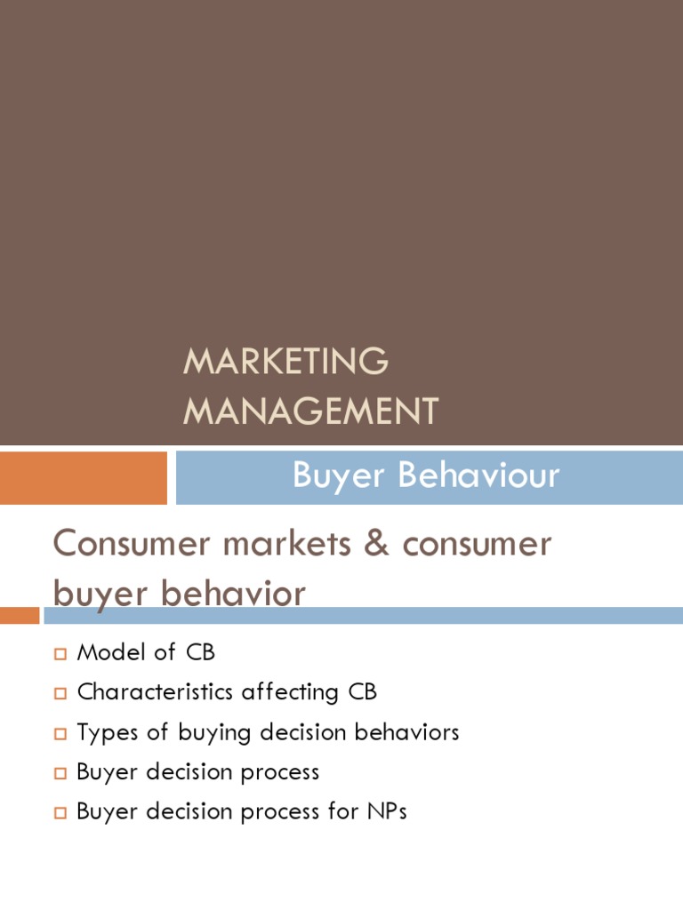 Marketing Management: Buyer Behaviour | PDF | Consumer Behaviour ...