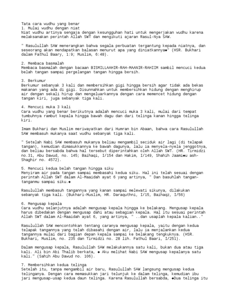 Tata Cara Wudhu Yang Benar