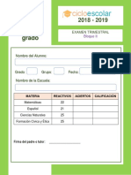 Examen Trimestral Tercer Grado Bloque II 2018-2019