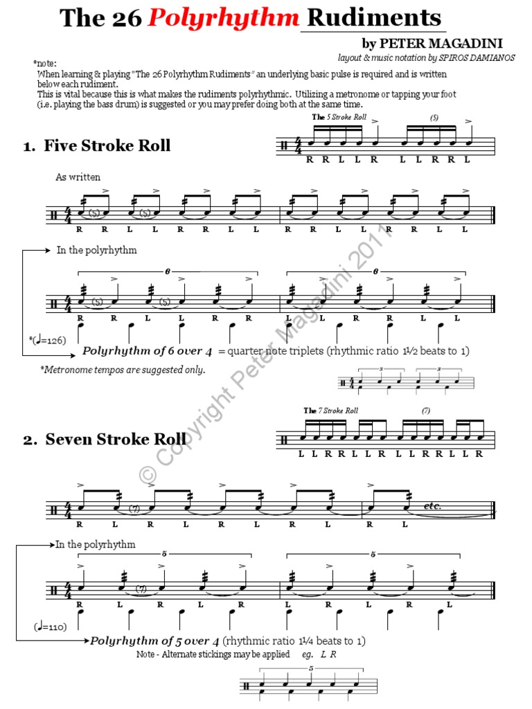 The 26 Polyrhythm Rudiments Magadini | PDF | Musical Compositions ...