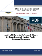 Audit of Efforts To Safeguard Minors in Department of Justice Youth Centered Programs