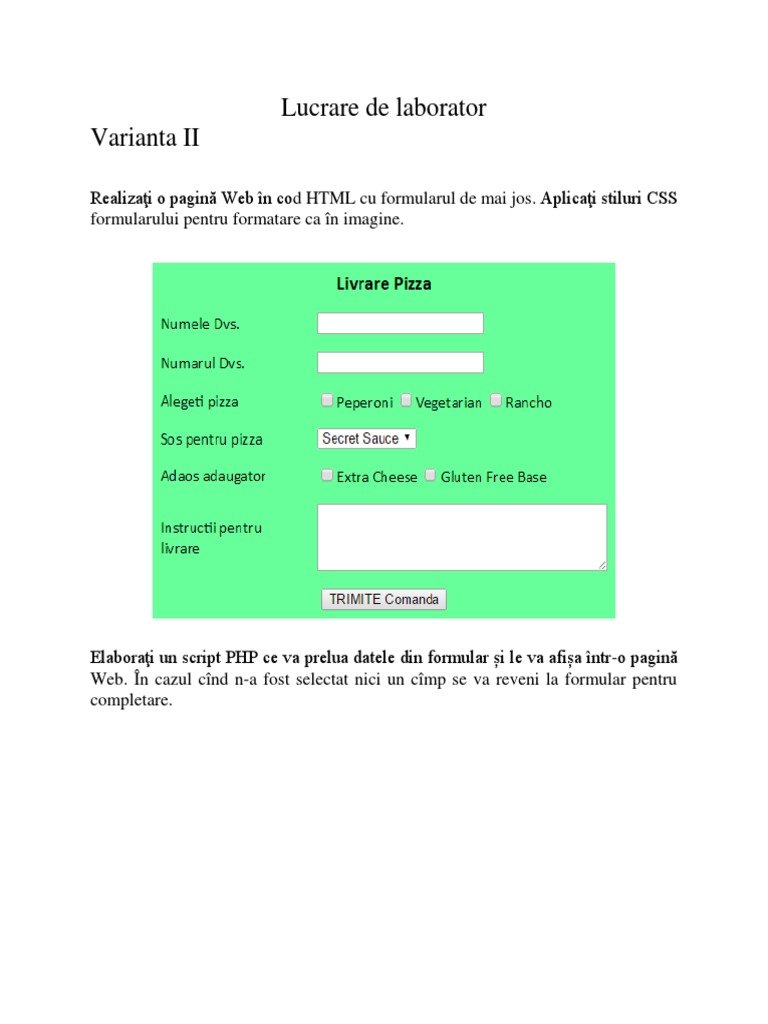 Lucrare de Laborator 2 (Form-Php) | PDF