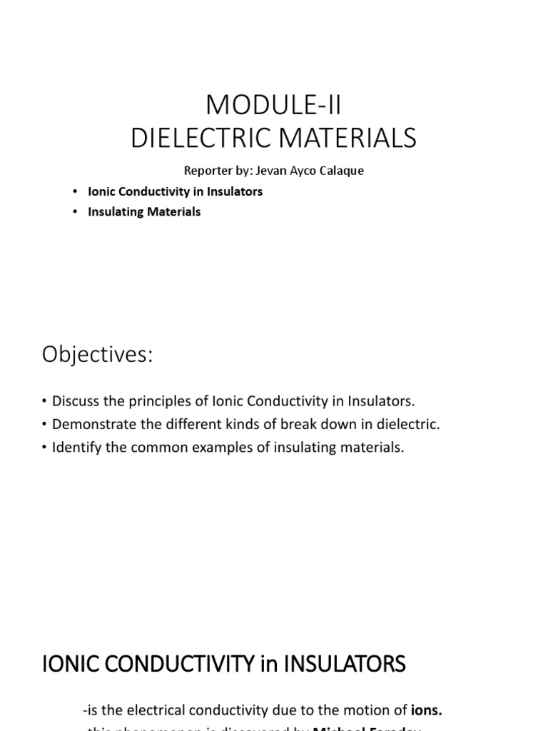 Dielectric Materials PDF Ion Dielectric