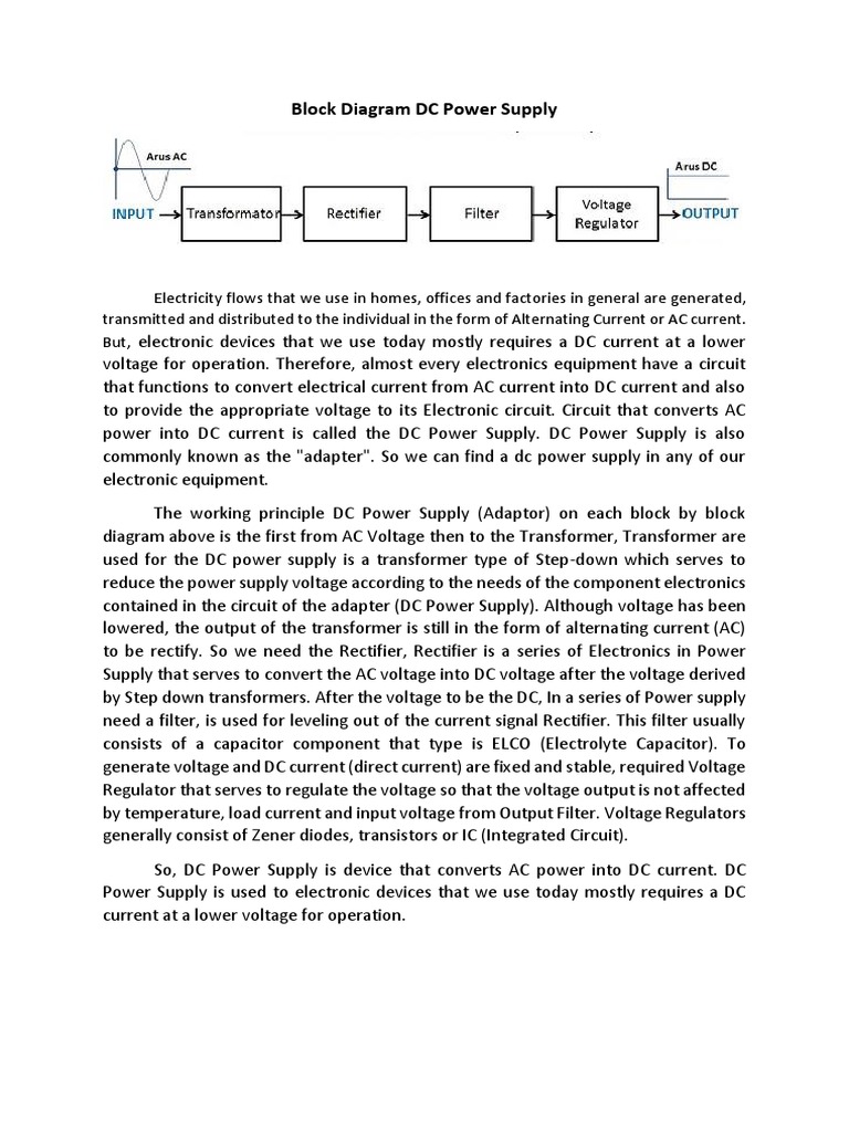 Block Diagram DC Power Supply | PDF | Power Supply | Direct Current
