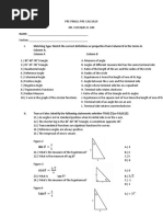 Pre Cal 4th Quarter Exam