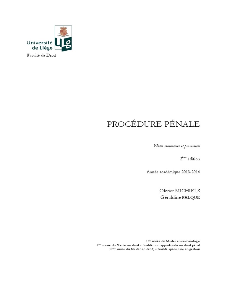 Procedure Penale Syllabus Pdf Pdf Loi Criminelle Competence