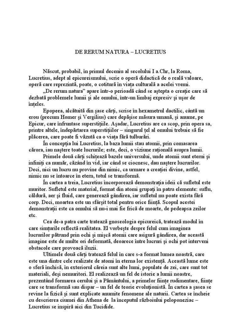 De Rerum Natura-Lucretius | PDF