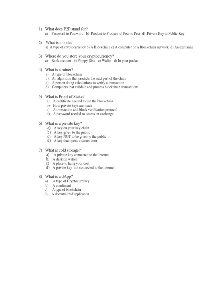 Cryptocurrency Basics Quiz | PDF