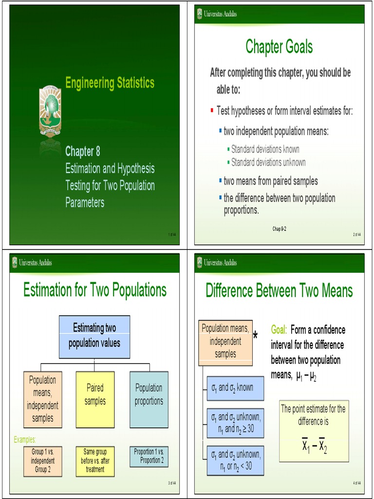 Chapter 8 - Estimation and Hypothesis Testing For Two Population ...
