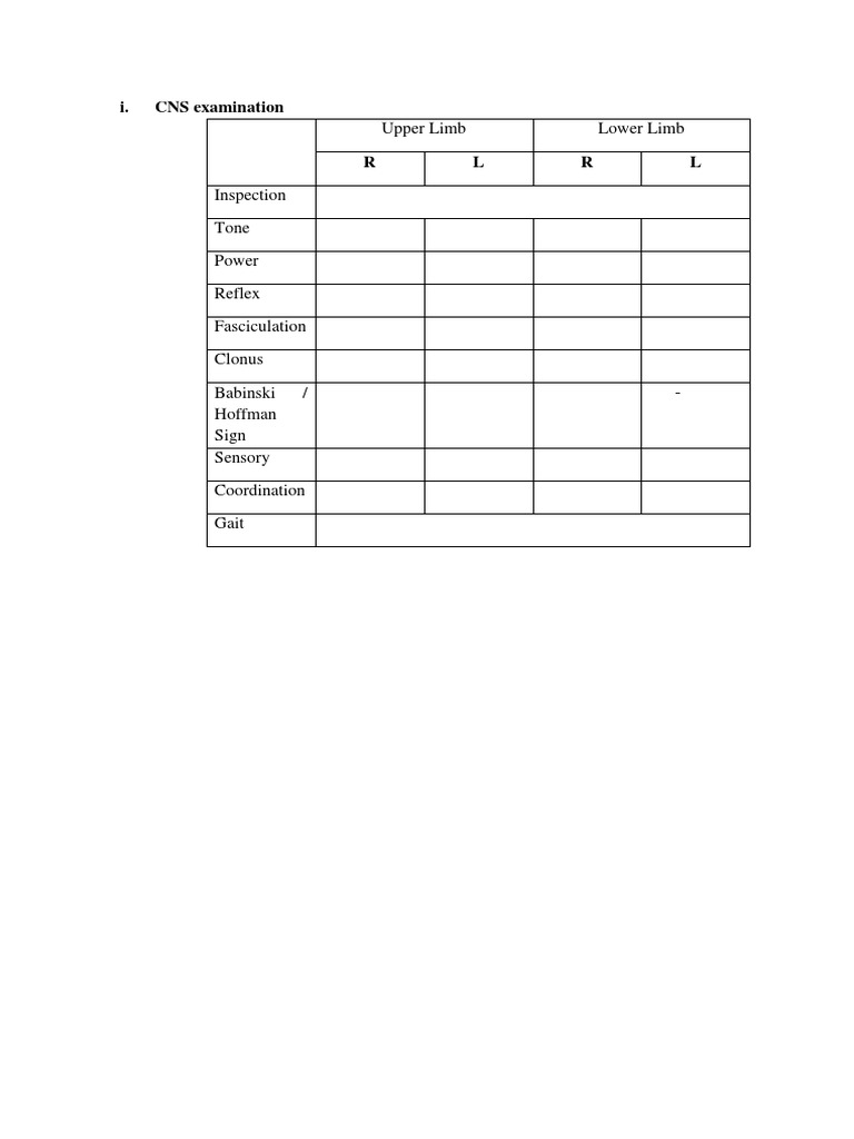 CNS Examination: Limb Assessment Guide | PDF