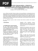 Neuro Linguistic Programming -A Personnal Development Tool Applied to the Pedagogy and to the Improvment of Teachers_students Relations