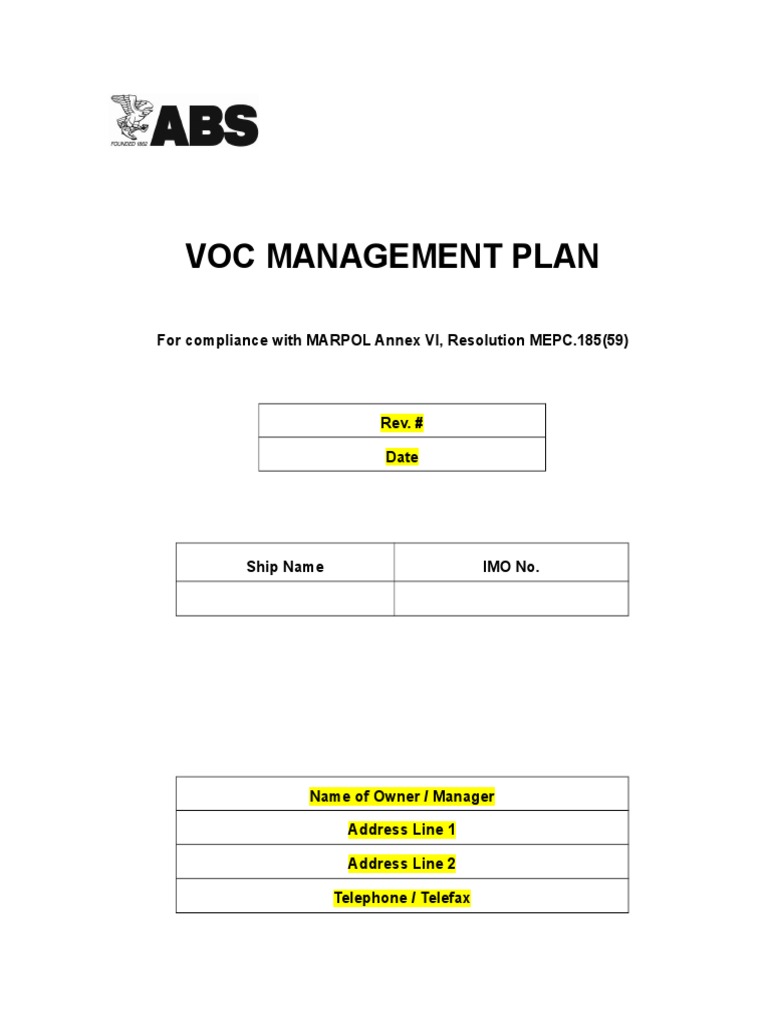 VOC Management Plan for Tankers | PDF | Exhaust Gas | Volatile Organic ...