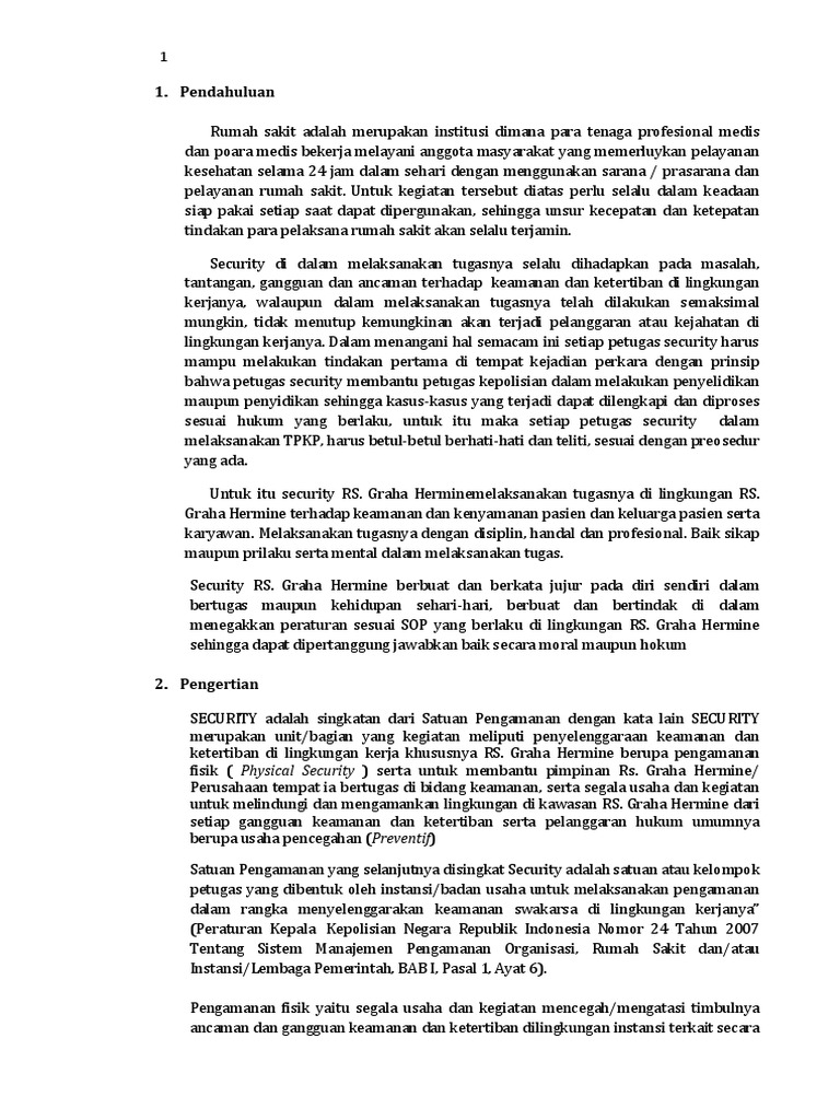 Persyaratan Petugas Security Rumah Sakit | PDF