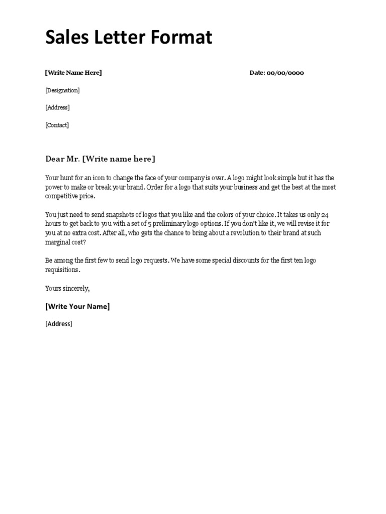 Sales Letter Format | PDF