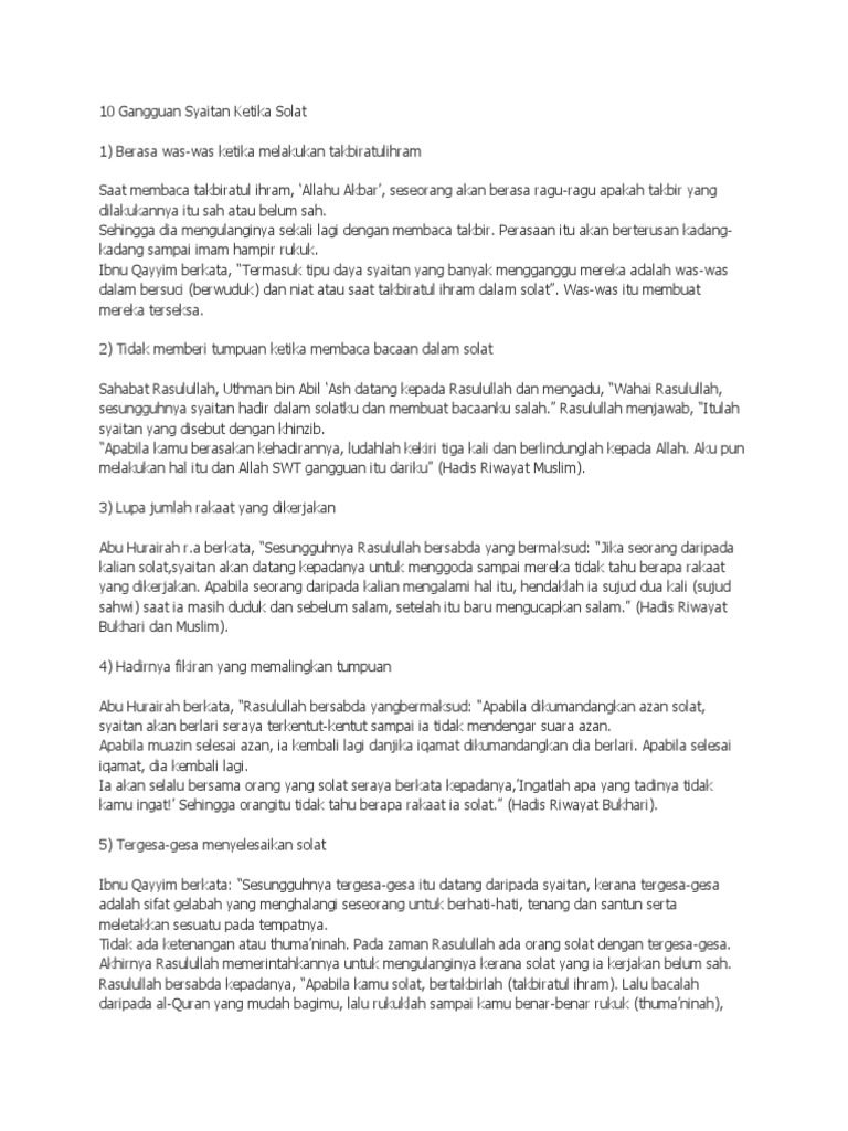 10 Gangguan Syaitan Ketika Solat Docx