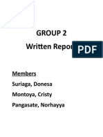 Group 2 Written Report: Members Suriaga, Donesa Montoya, Cristy Pangasate, Norhayya