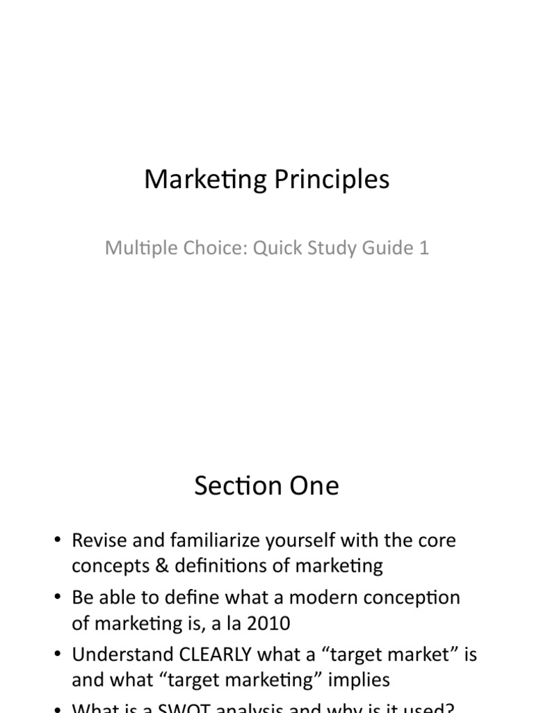 Marketing Principles Quick Study Guide | PDF | Market Segmentation ...