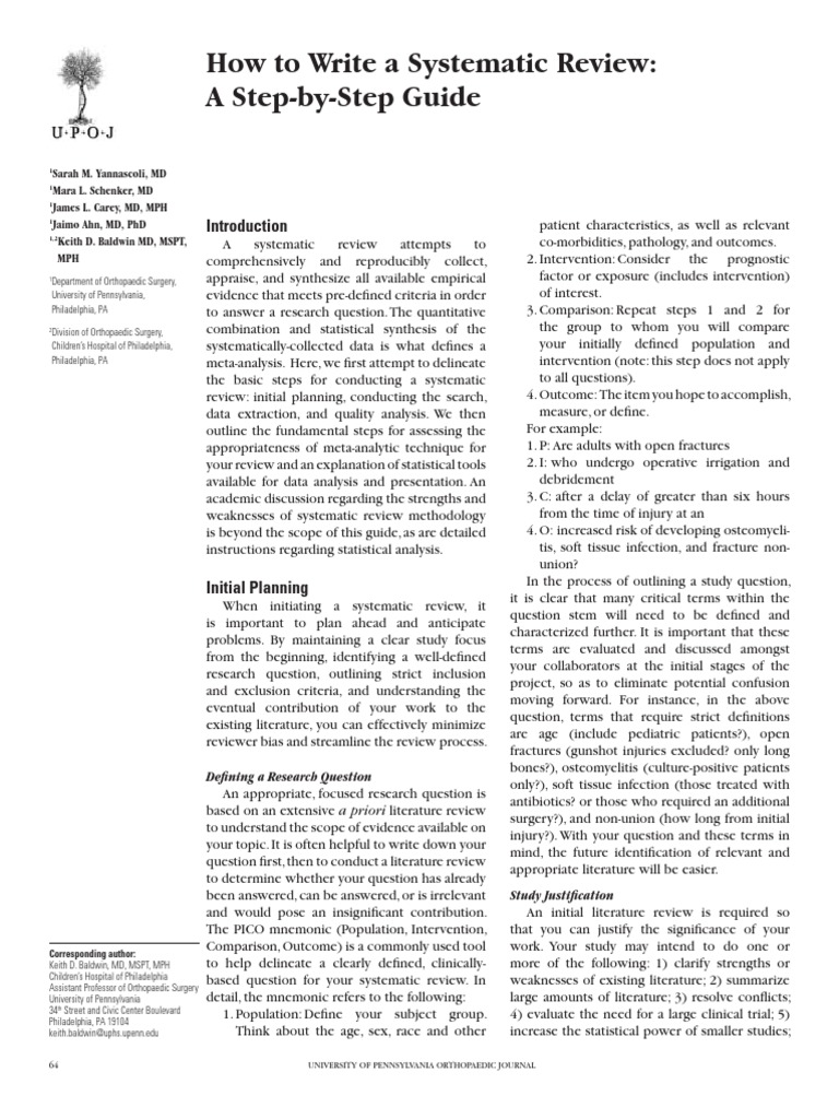How To Write A Systematic Review A Step by Step Guide Download Free