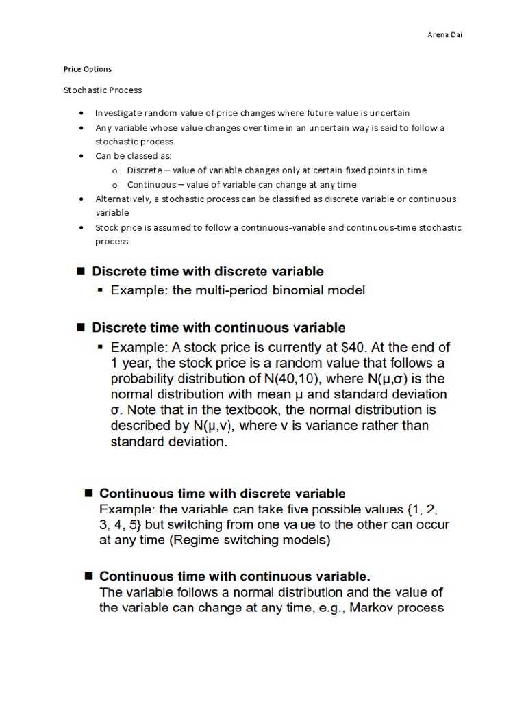 Stochastic Processes in Stock Pricing | PDF | Option (Finance ...