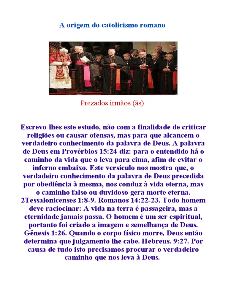 Origem do Catolicismo Romano | PDF | Maria, mãe de Jesus | Cânon Bíblico
