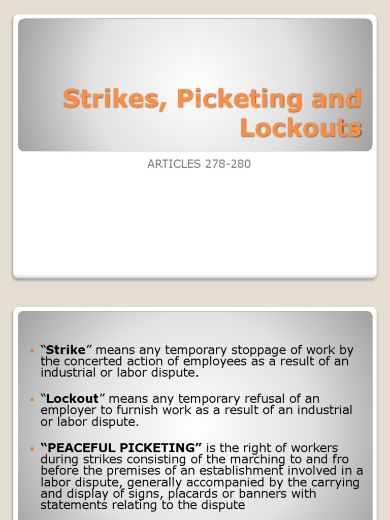 Strikes, Picketing, and Lockouts Explained | PDF | Strike Action ...